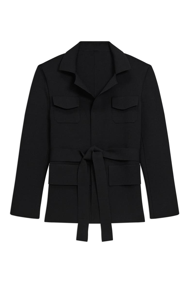 Belted Knit Blazer, Alternate, color, BLACK