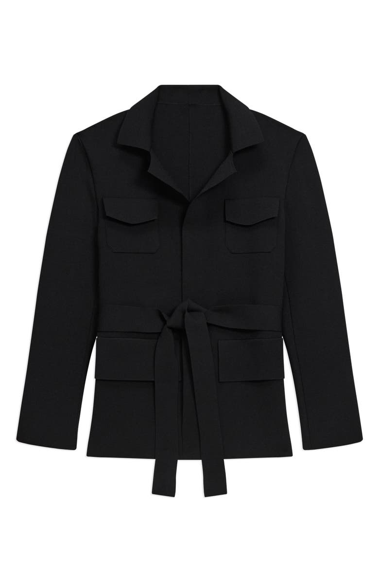 Theory Belted Knit Blazer, Alternate, color, Black
