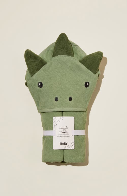 Cotton On Kids Kid's Baby Snuggle Towel In Deep Sage Dino