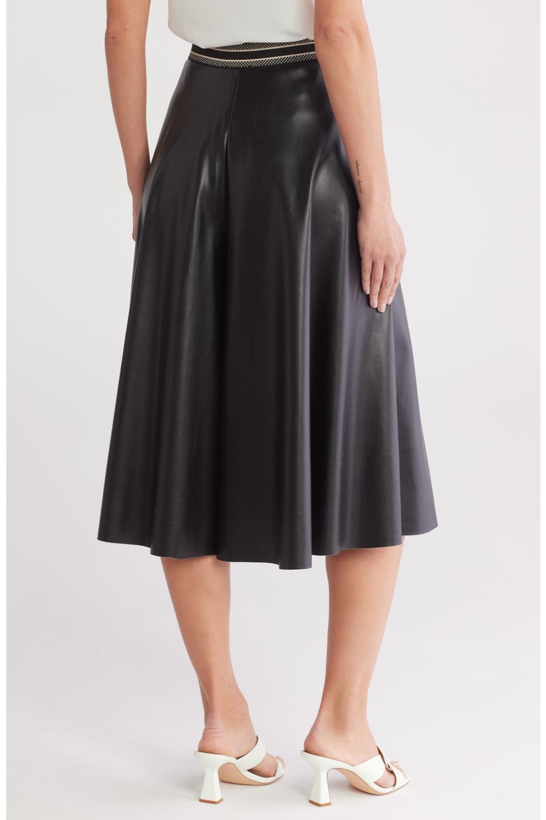 Faux Leather Wide Leg Culottes, Alternate, color, RICH BLACK 060