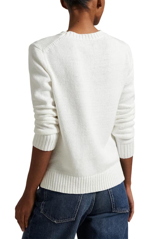 Polo Ralph Lauren Womens Deckwash White Multi Polo Bear Round-neck Linen-cotton Knitted Jumper In White