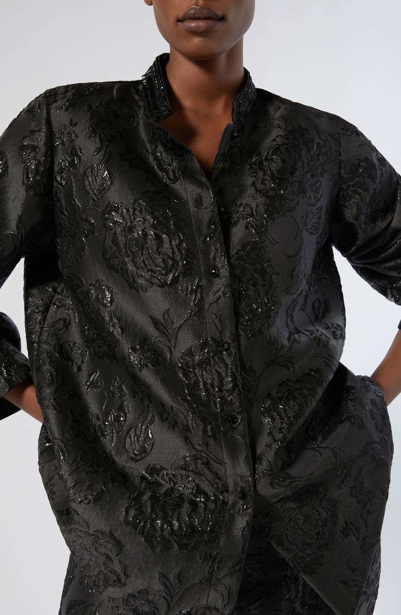 Marina Rinaldi Rupia Floral Jacquard Jacket, Alternate, color, Black