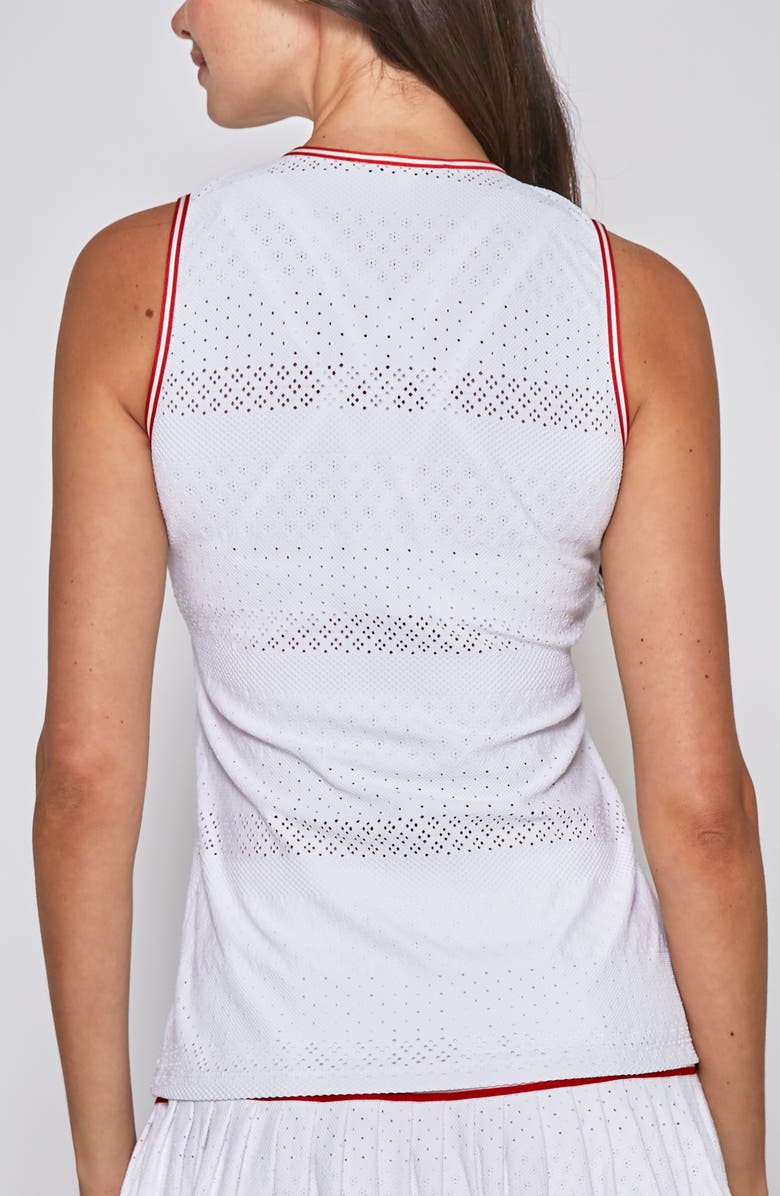 L'ETOILE SPORT ZIP FRONT TOP, Alternate, color, White/Red Trim With Yellow Zip