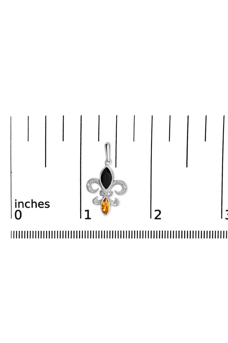 Silver Marquise Onyx and Citrine Diamond Accent Fleur De Lis Drop Stud Earrings, Alternate, color, White