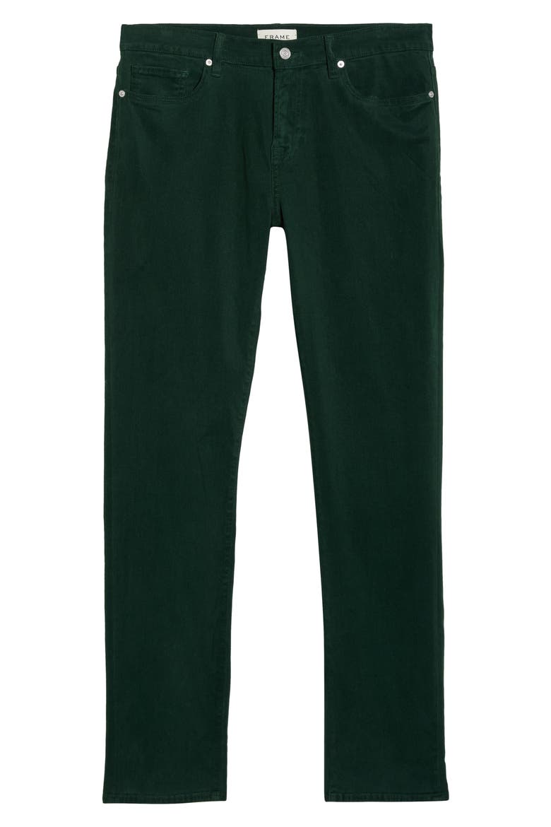 L'Homme Slim Fit Five-Pocket Twill Pants, Alternate, color, DARK EMERALD