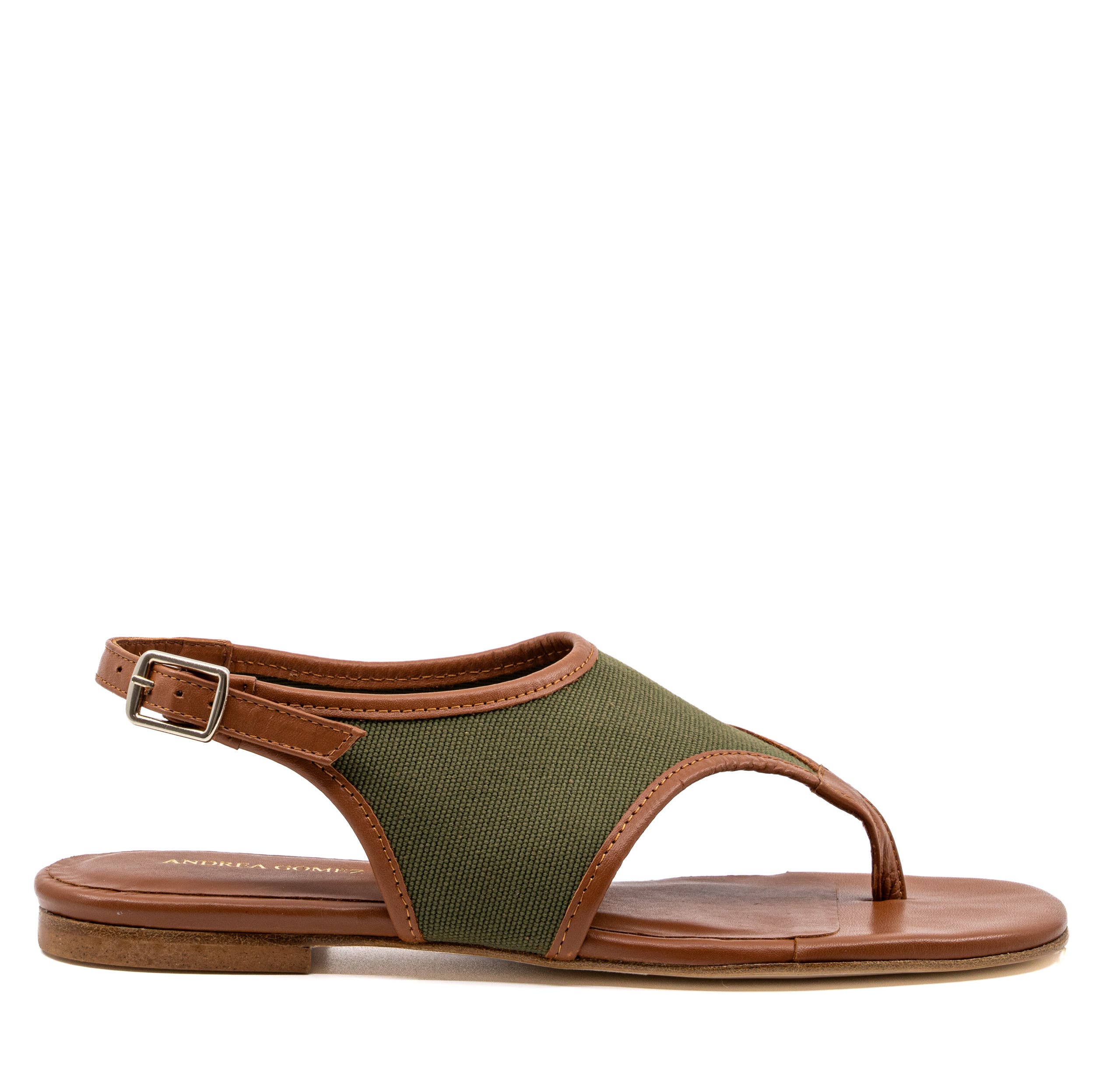 Andrea Gomez Dani  Canvas Flat Sandal, Main, color, Olive