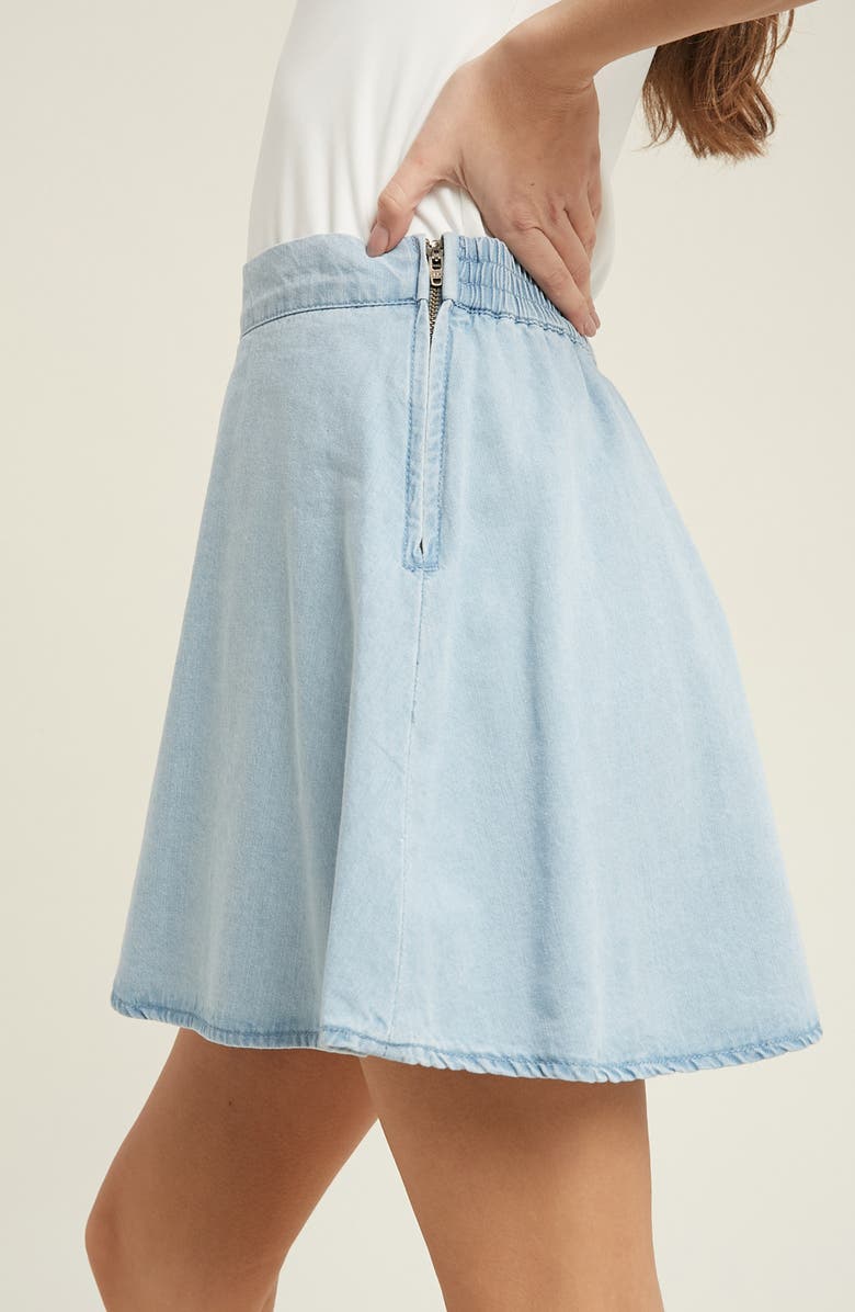 WISHLIST Denim Skater Skirt, Alternate, color, Light Denim
