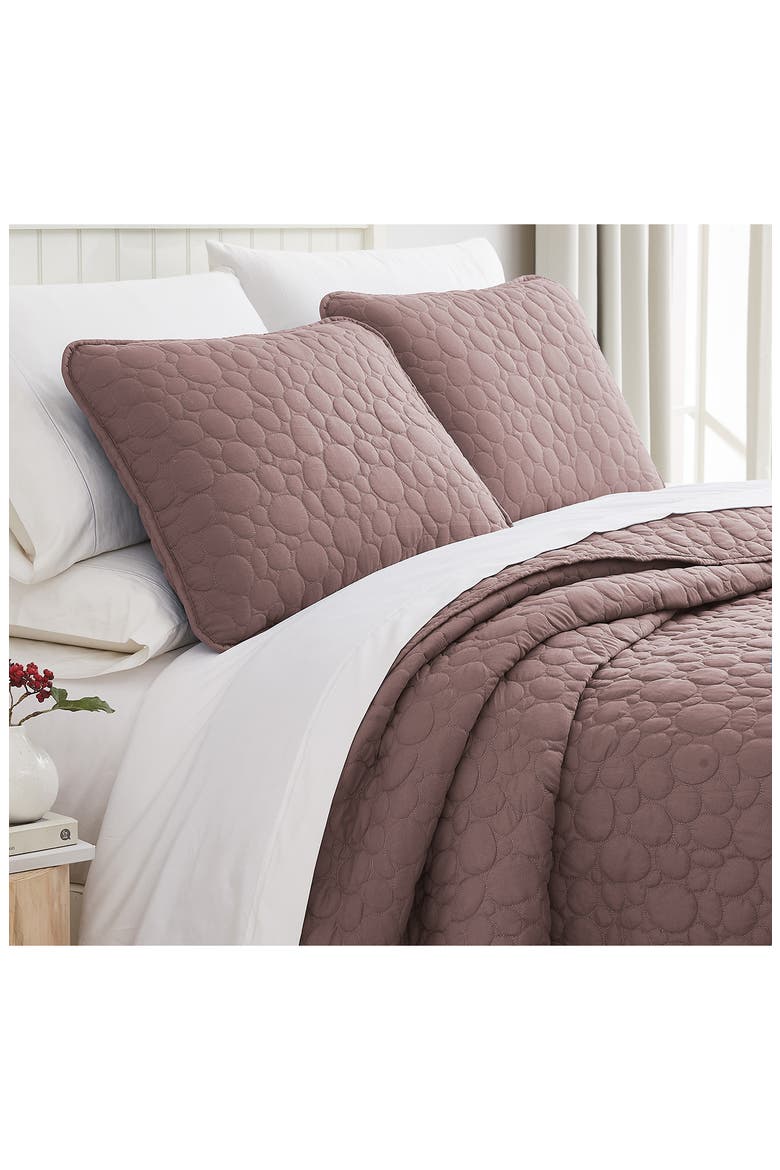 Pebble Embroidered Microfiber Oversize Quilt Set, Alternate, color, MUTED MAUVE