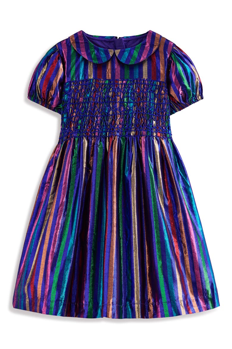 Kids' Stripe Metallic Party Dress, Main, color, MULTI LUREX STRIPE