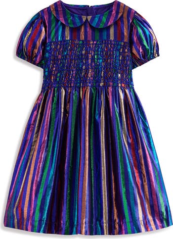 Mini Boden Kids' Stripe Metallic Party Dress | Nordstrom