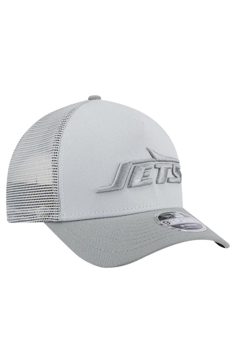 New Era Men's New Era Gray New York Jets Domain A-Frame Trucker 9FORTY Adjustable Hat, Alternate, color,