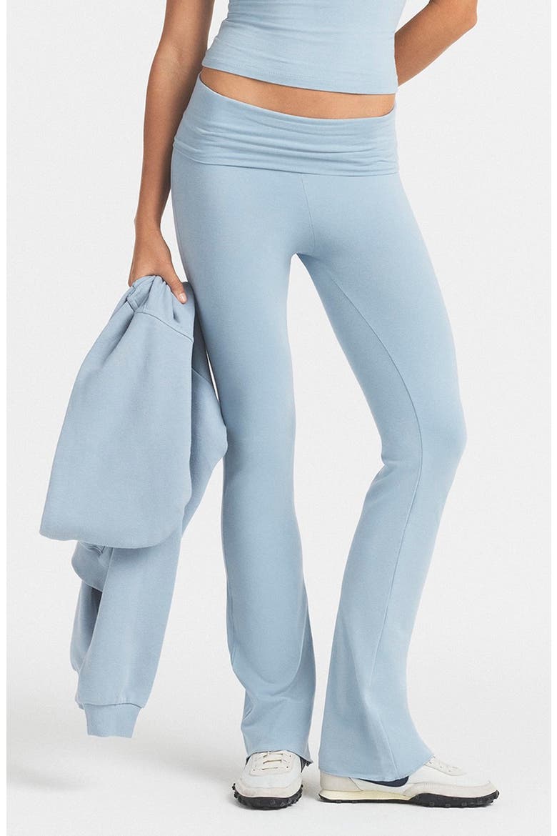 Cotton Jersey Foldover Pants, Main, color, FOG