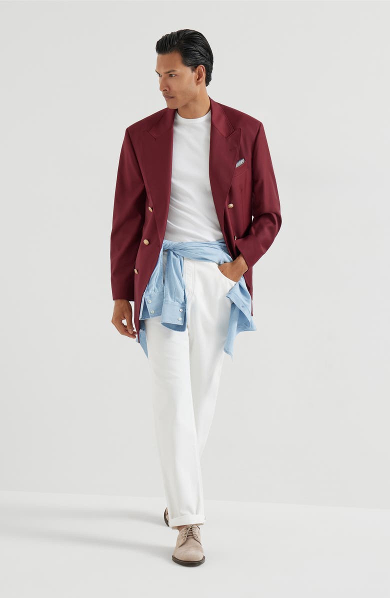 Brunello Cucinelli Gabardine garment dyed trousers, Alternate, color, Snow