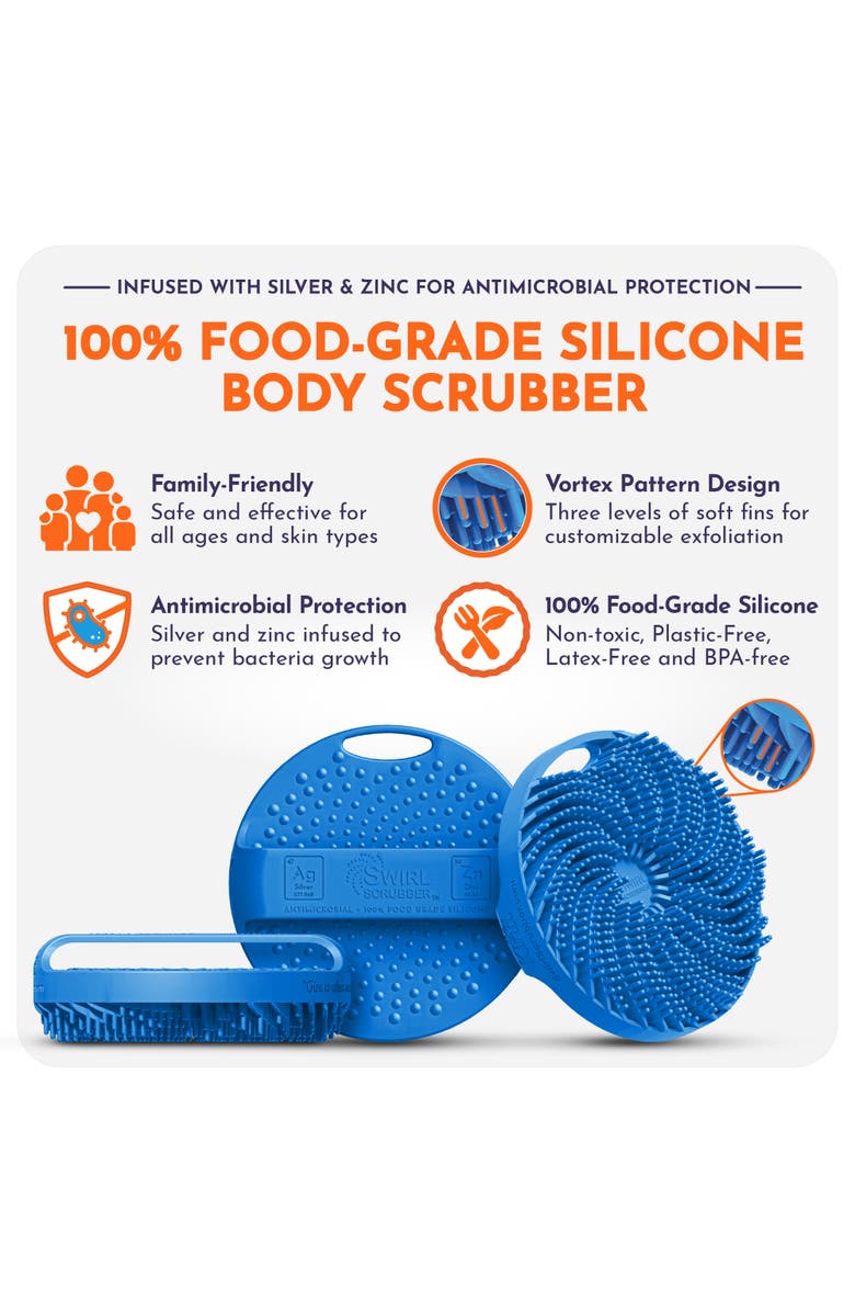 Swirl Scrubber Antimicrobial Silicone Body Scrubber, Alternate, color, Multicolored