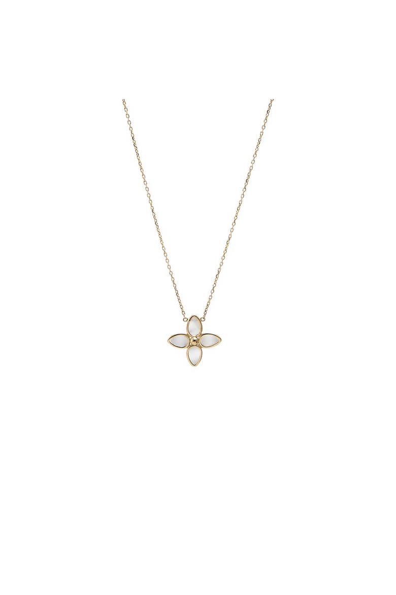 Mother Of Pearl Bezel Flower Necklace 14K, Main, color, 14K Gold