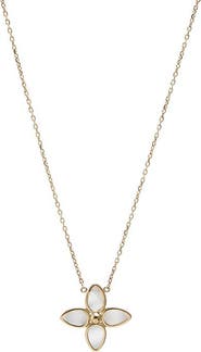 BY ADINA EDEN Mother Of Pearl Bezel Flower Necklace 14K