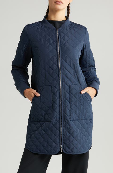Longline Water Resistant Quilted Bomber Jacket