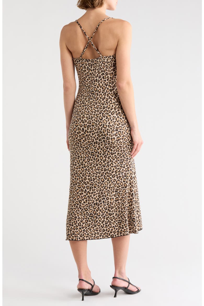 Leopard Print Cross Back Midi Slipdress, Alternate, color, TAN MULTI