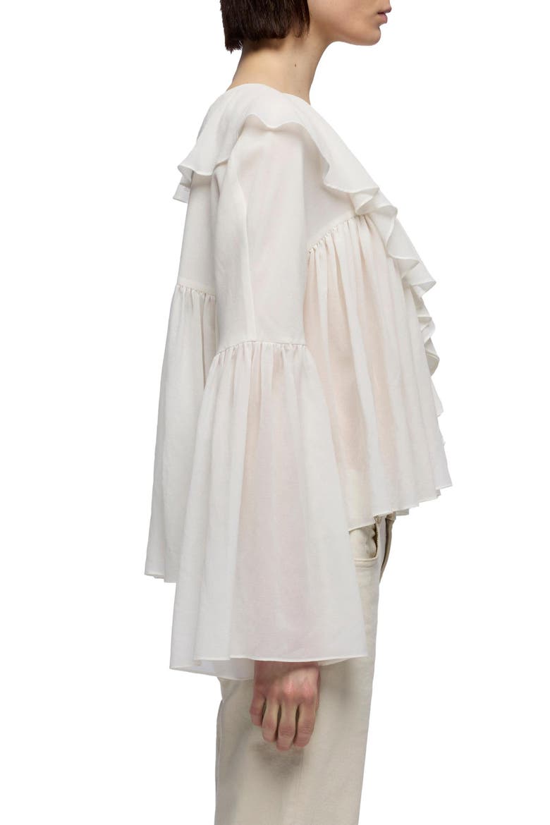 Ruffle Detail Flowy Cotton & Silk Top, Alternate, color, SILK COTTON IVORY