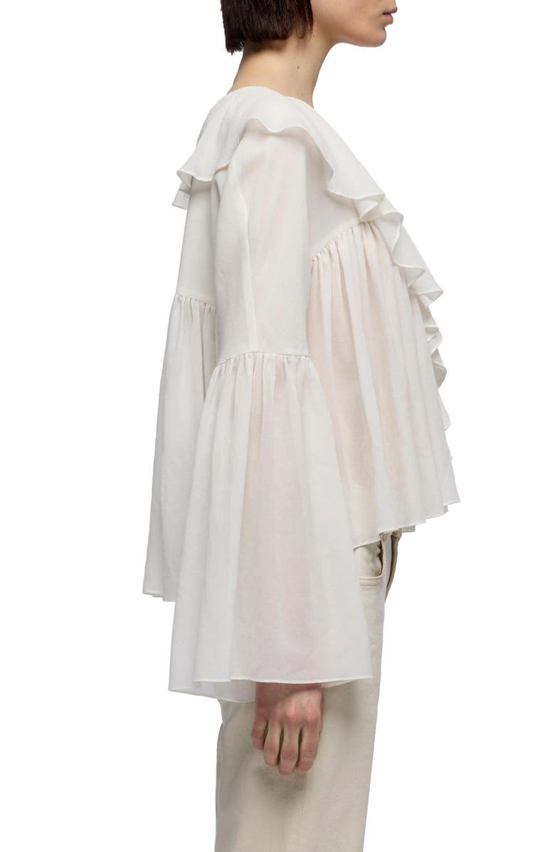 7 For All Mankind Ruffle Detail Flowy Cotton & Silk Top, Alternate, color, Silk Cotton Ivory