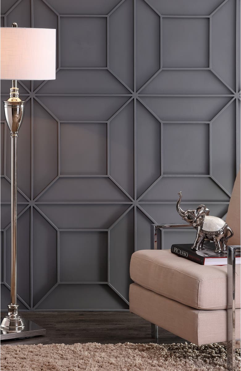 JONATHAN Y Othello 62" Metal LED Floor Lamp, Polished Nickel, Alternate, color, Polished Nickel