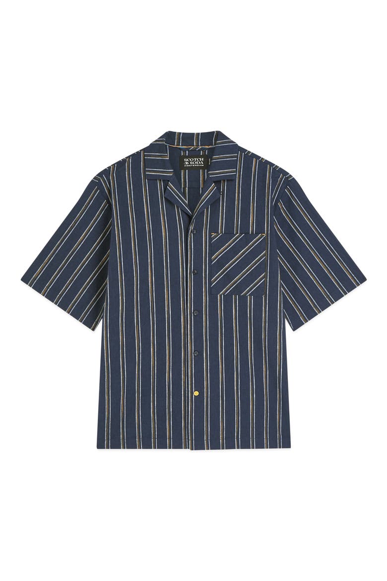Relaxed Fit Short Sleeve Button-Up Shirt, Alternate, color, SKY CAPTAIN STRIPE