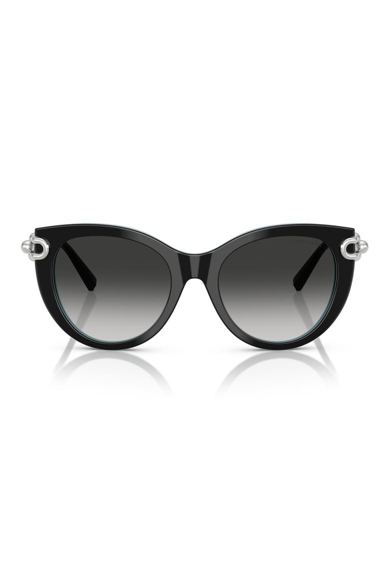 53mm Gradient Butterfly Sunglasses, Main, color, BLACK ON TIFFANY BLUE / GREY