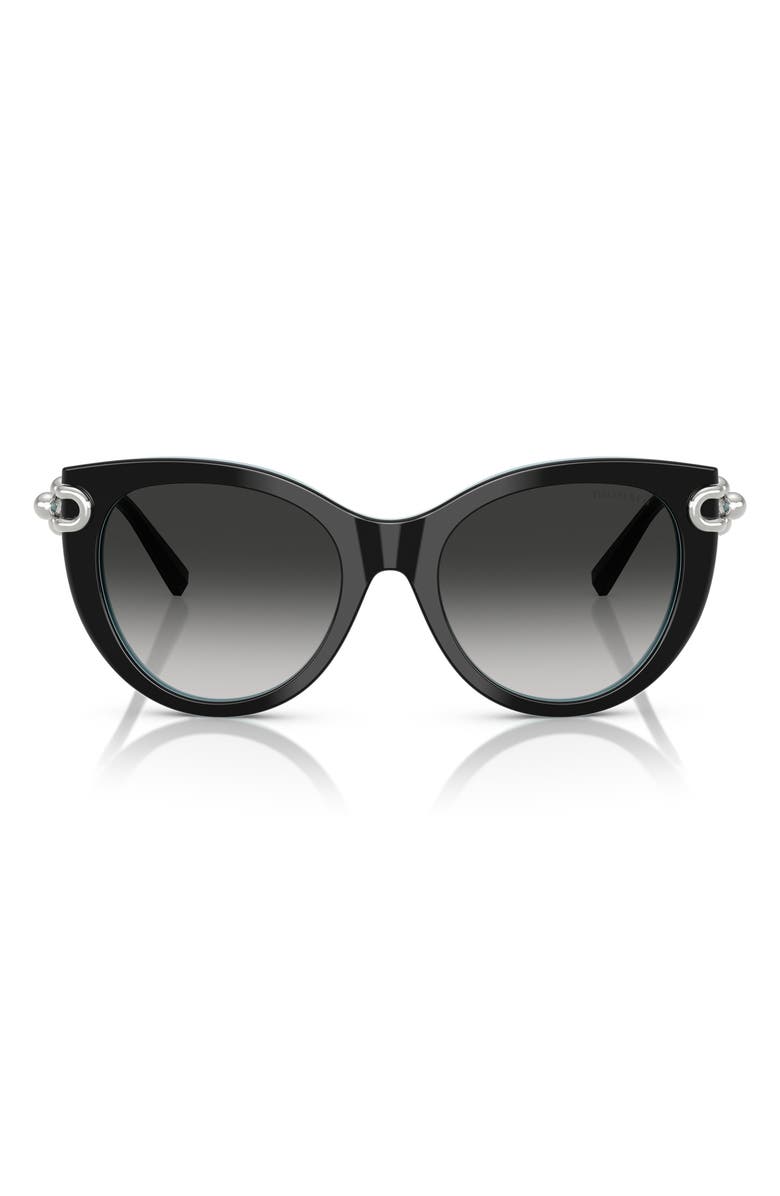 Tiffany & Co. 53mm Gradient Butterfly Sunglasses, Main, color, Black On Tiffany Blue / Grey