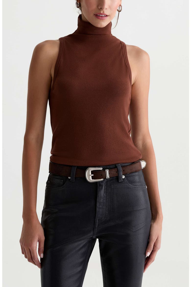 Faey Mock Neck Ribbed Tank, Main, color, CHESTNUT