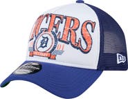 New Era Men's New Era White/Navy Detroit Tigers Distressed 9FORTY A-Frame Adjustable Trucker Hat