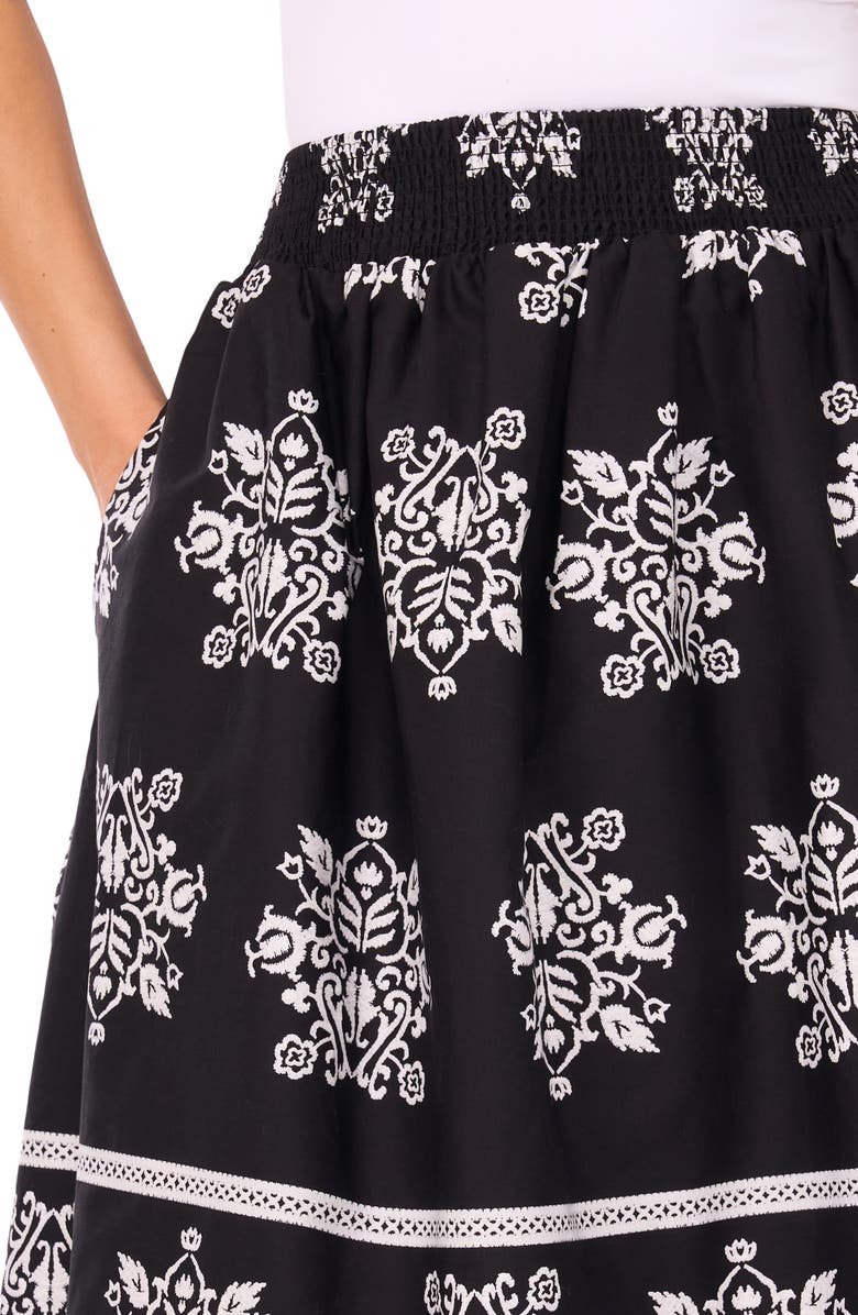 CeCe Cotton Poplin A-Line Midi Skirt, Alternate, color, Rich Black