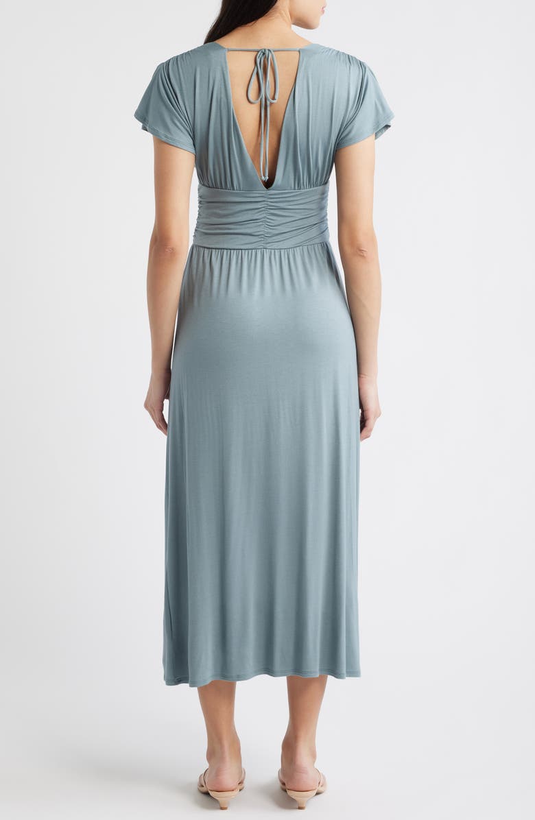 Loveappella Ruched Bodice Midi Dress, Alternate, color, Sage