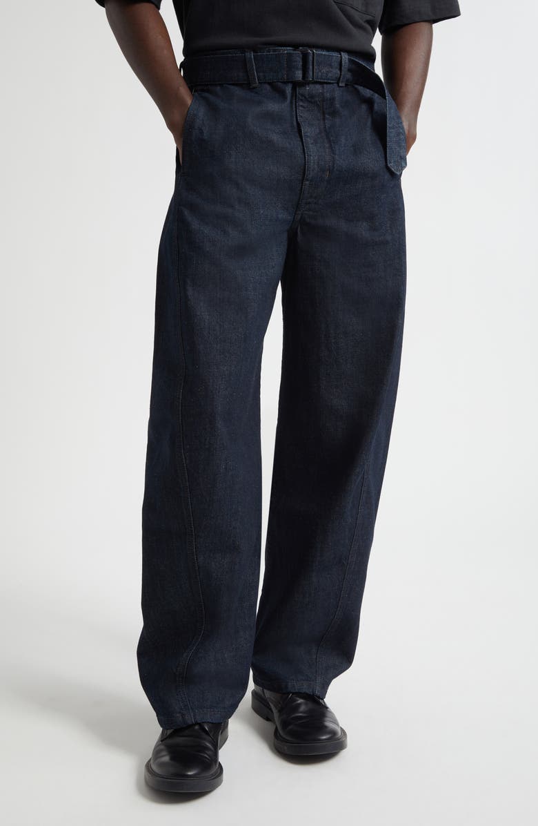 Lemaire Twisted Belted Jeans, Main, color, Denim Indigo