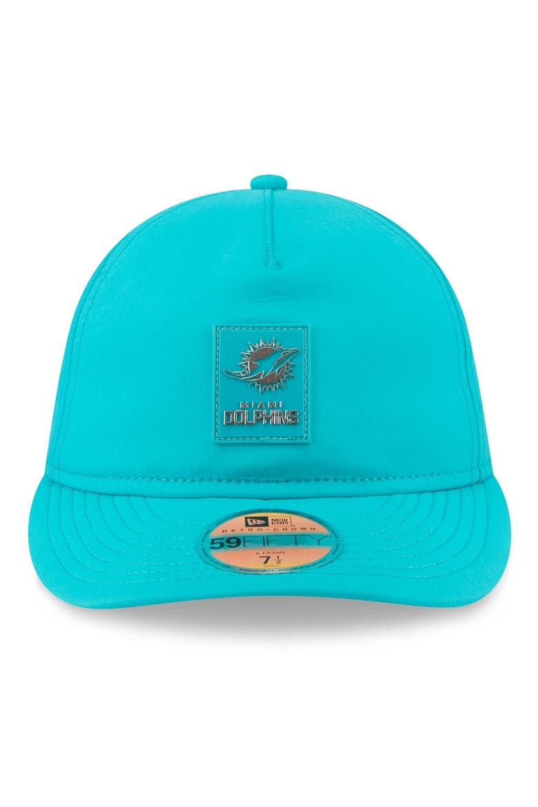 Men's New Era Aqua Miami Dolphins 2025 Sideline  Retro Crown 59FIFTY Fitted Hat, Alternate, color, Aqua