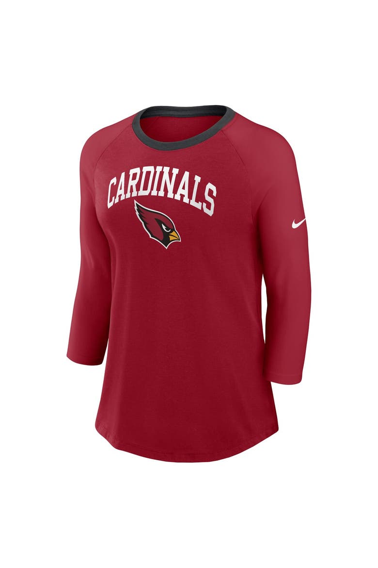 Women's Nike Cardinal Arizona Cardinals Raglan 3/4 Sleeve T-Shirt, Alternate, color, Cardinal