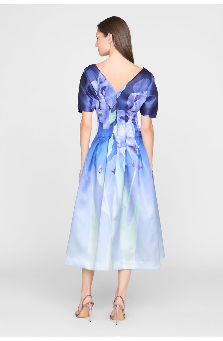 Theia Luretta Contoured Waist Dress, Alternate, color, Moonlight Bloom