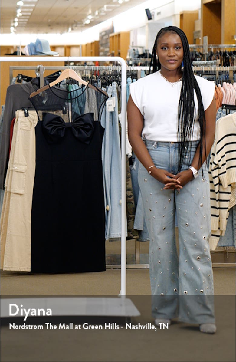 Bow Mesh Yoke Sheath Dress, sales video thumbnail