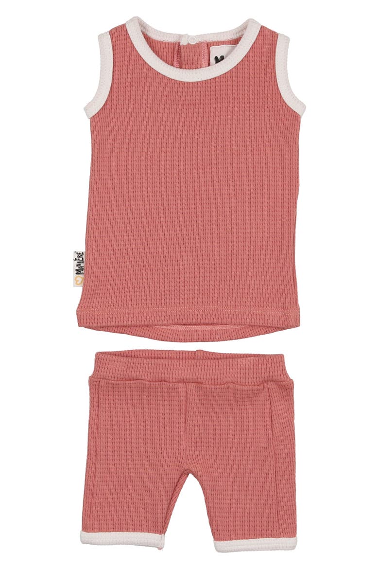 Waffle Knit Cotton Tank & Shorts Set, Main, color, SALMON
