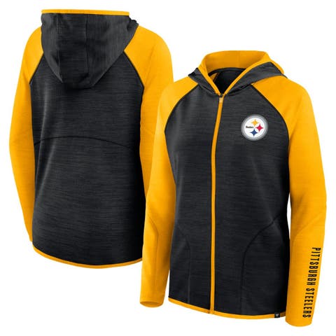 Women's Fanatics Black/Gold Pittsburgh Steelers Redzone End Around Pass Raglan Full-Zip Hoodie