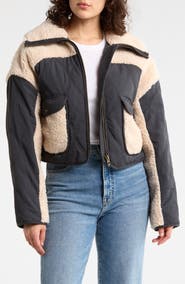 BLANKNYC Fleece Trim Nylon Jacket