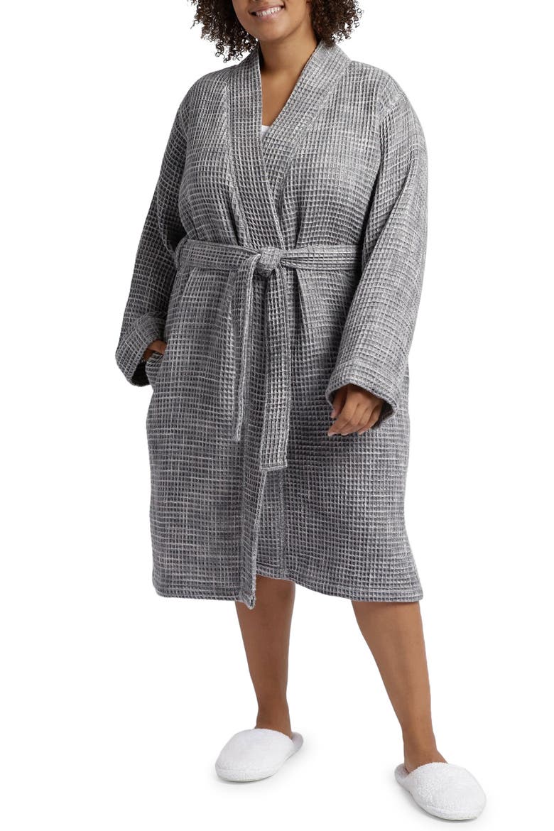 Gender Inclusive Waffle Knit Cotton Robe, Main, color, GREY