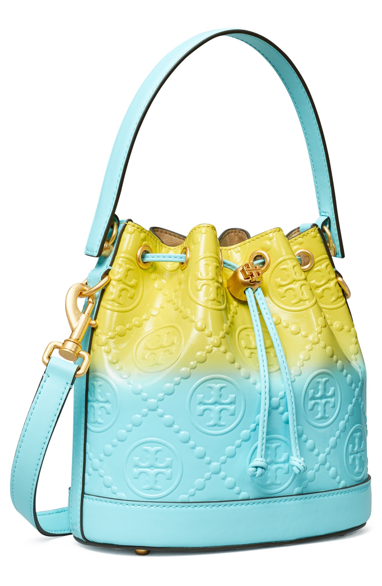 Tory Burch T Monogram Leather Bucket Bag, Alternate, color, 