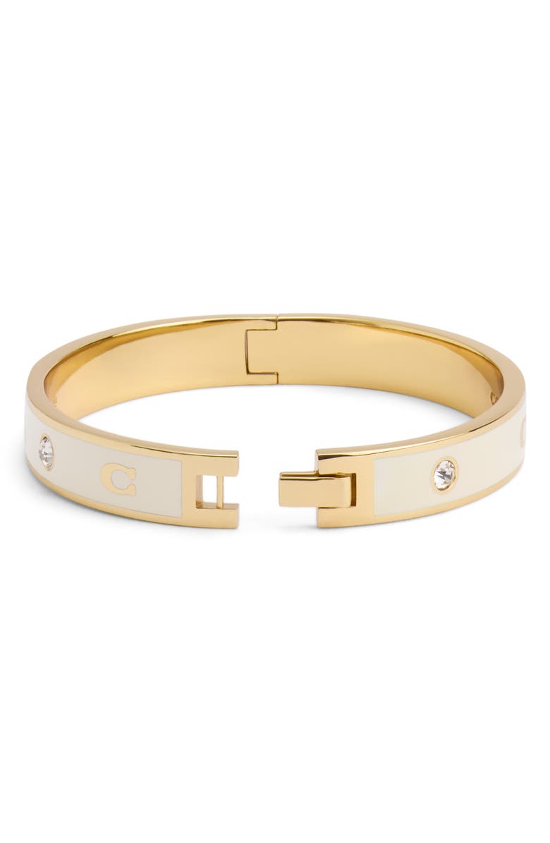 COACH Enamel Bangle Bracelet, Alternate, color, White/ Gold