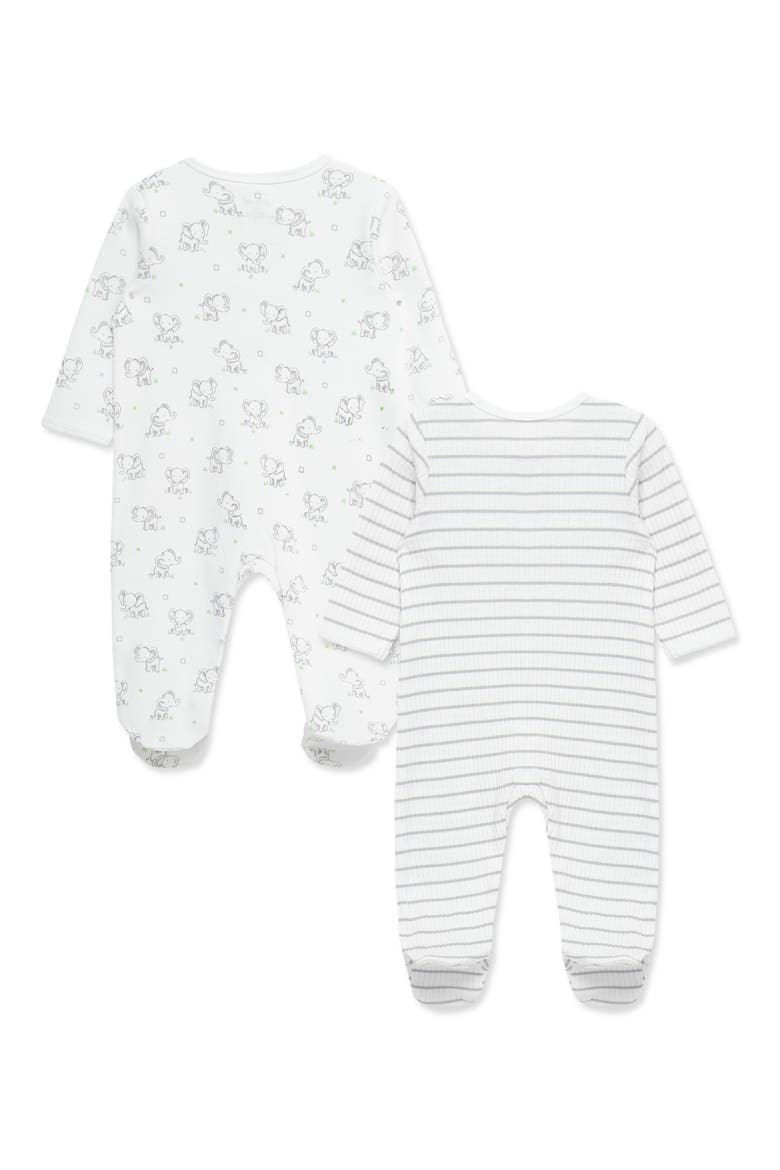 2-Pack Elephant Organic Cotton Footies, Alternate, color, WHITE