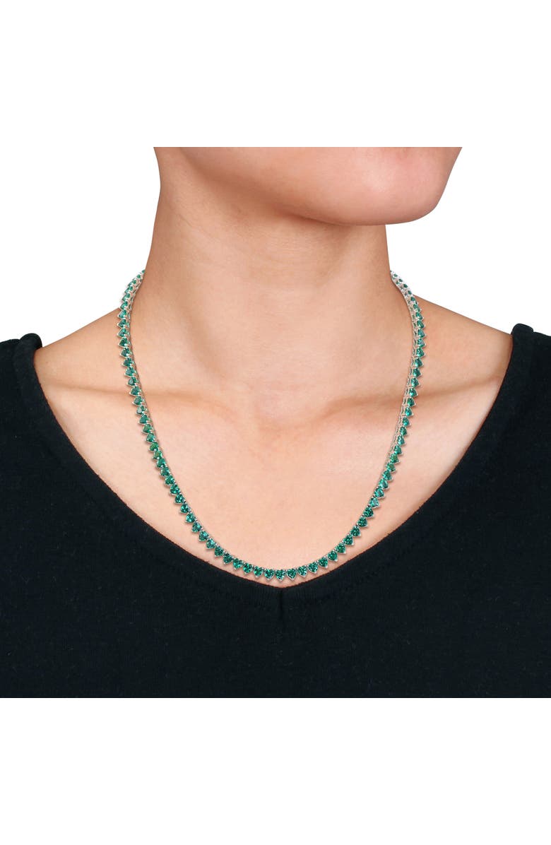 Julianna B. Lab-Created Emerald Heart Tennis Necklace, Alternate, color, Emerald