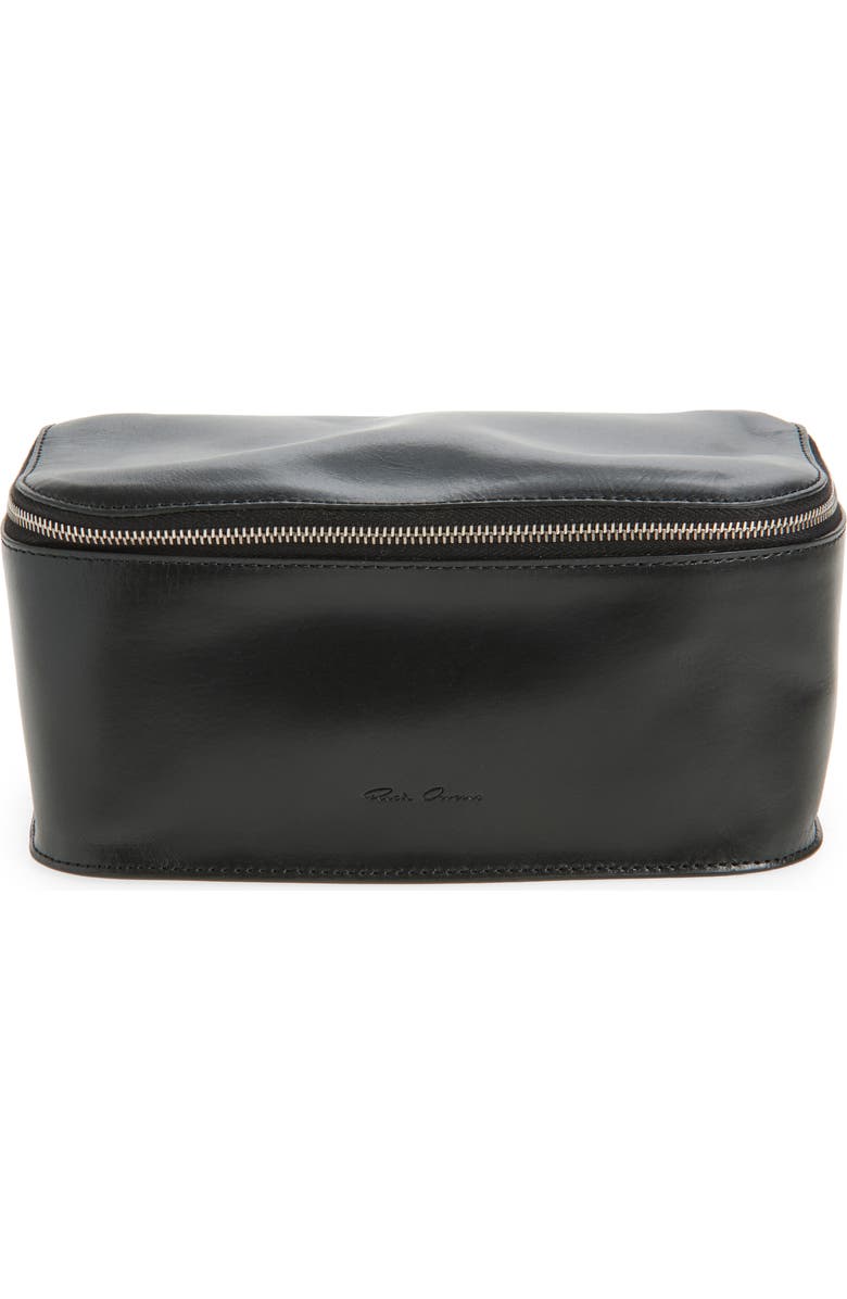 Rick Owens Medium Calfskin Leather Toiletries Bag, Main, color, Black
