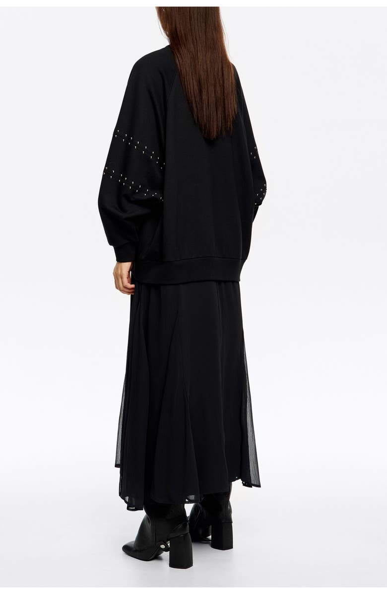 Bimba y Lola Studded Sweatshirt Dress, Alternate, color, Washed Black