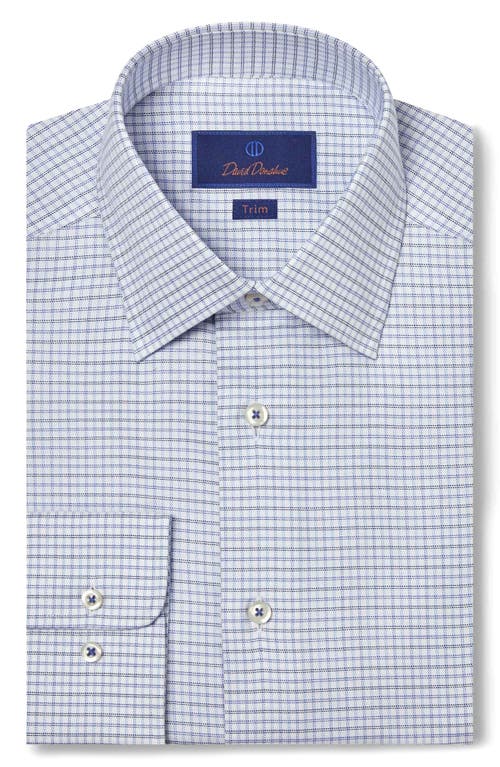 David Donahue Trim Fit Check Cotton Dress Shirt in Navy/Blue 