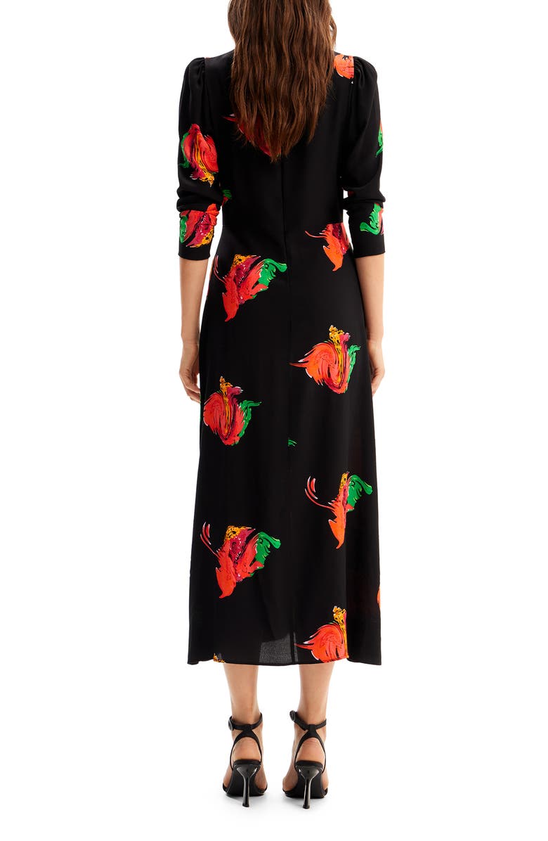 Desigual Long Floral Slit Dress, Alternate, color, 