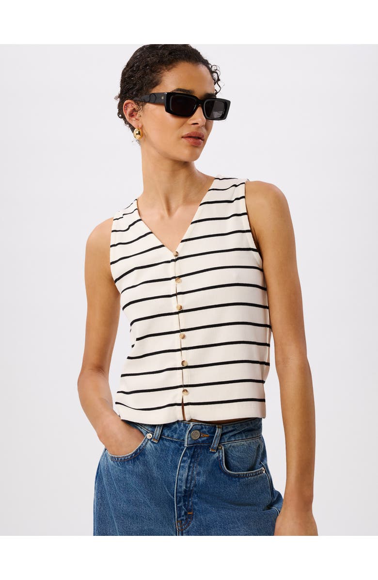 Whistles Stripe Button Front Tank, Main, color, Multicolour